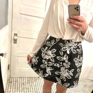 Banana Republic Black and White Floral Skirt